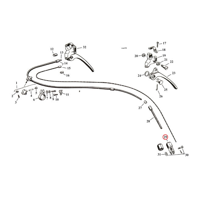 Clevis Pin & Nut, Front Brake Cable for 29-52 45"