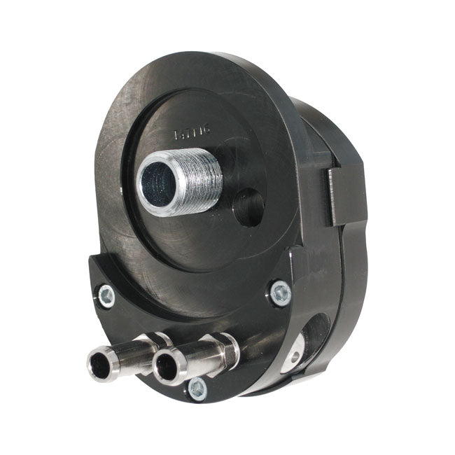 Jagg, Offset Oil Filter Adapter, Black for 99-17 TC/B; 95-99 Fuel Injected Evo Big Twin