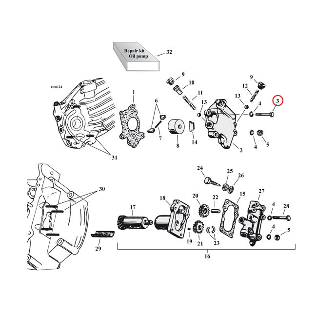 Hex Bolt, Oil Pump for 37-73 45" Sv