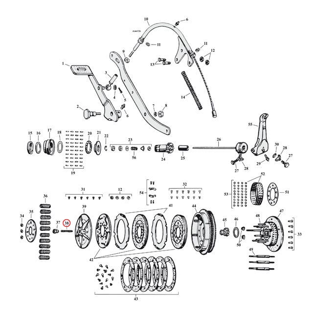 Adj. Screw, Clutch Pushrod for 41-73 45" Sv