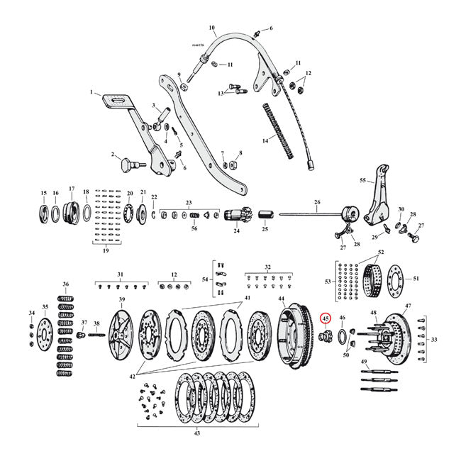 Nut, Clutch Gear for 41-73 45" Sv
