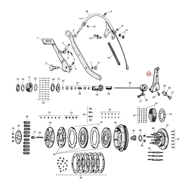 Clutch Release Lever, Wide for 44-73 45" Sv