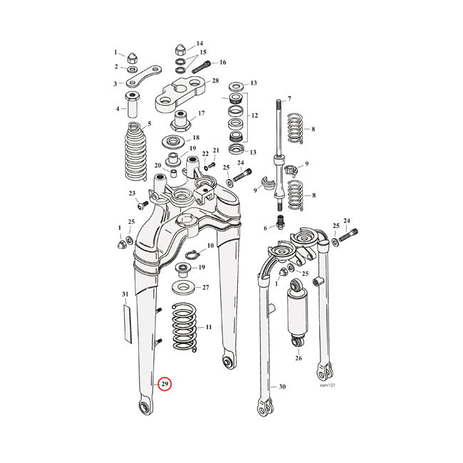Rear Leg Section, Springer Fork for 97-09 FLSTS