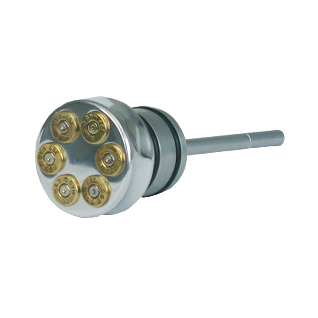 CPV CVP, Oil Tank Fill Plug, with Dipstick. Bullet. Polished – 2000–2017 Twin Cam Softail