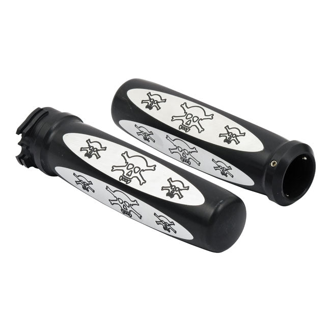 CPV Skull Handlebar Grip Set. Black – 1974–2022 H-D with Single or Dual…