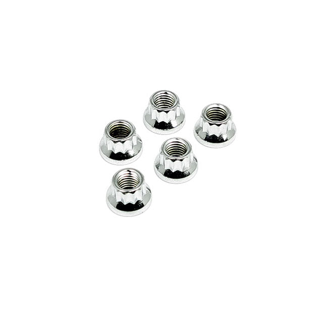 Chrome 12 Point Nut, 1/4-28