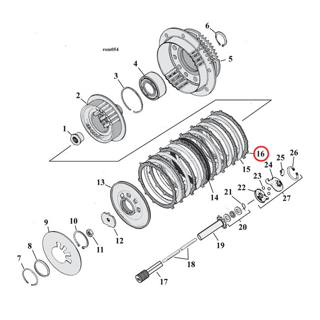 Alto Clutch Plate Set, Red Eagle for 90-97Big Twin; 91-20 XL; 08-12XR1200