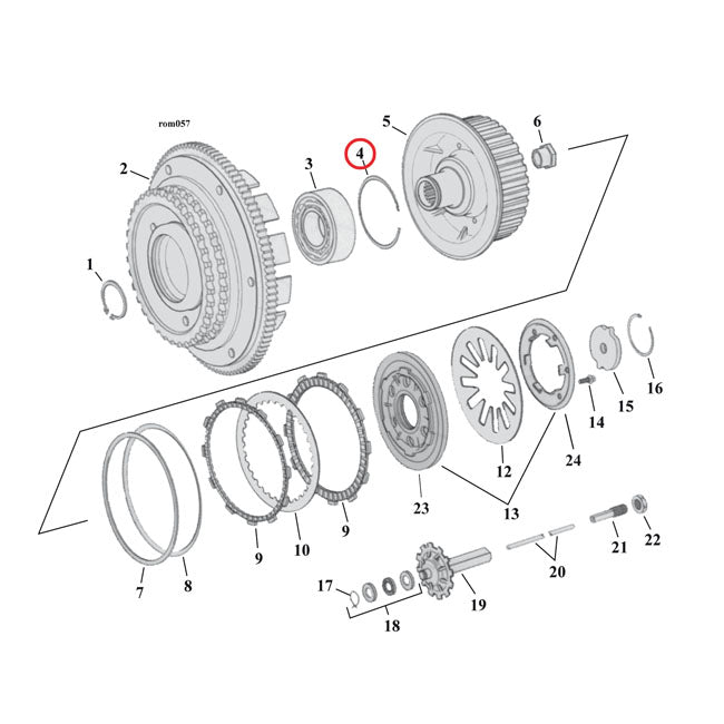 MCS Retaining Ring, Clutch Bearing – 2000–2017 Softail; 2004–2017 Dyna…