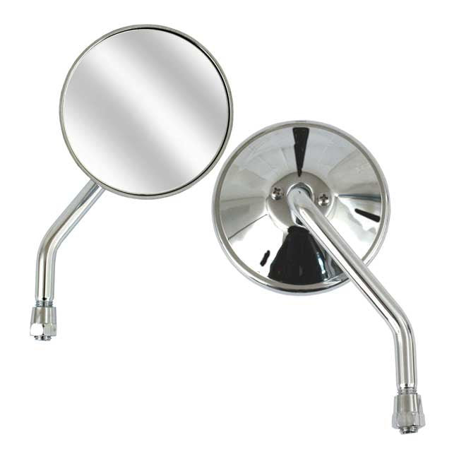 MCS 4" Round Custom Mirror, Right, 10 mm. Chrome – Metric Threaded
