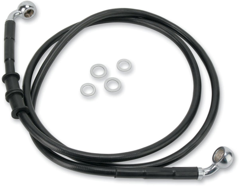 Drag Specialties Front Brake Line Black Vinyl Coated Stainless Steel Extended 2" - Part #17412593 - Hogparts UK