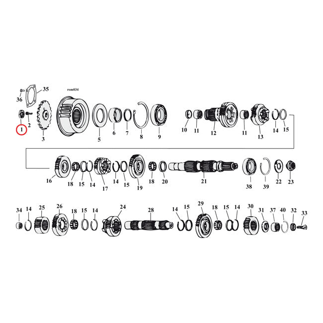 Colony Nut, Transm. Pulley for 93-06Softail, Flt; 93-05Dyna; 93-20 XL; 08-12XR1200