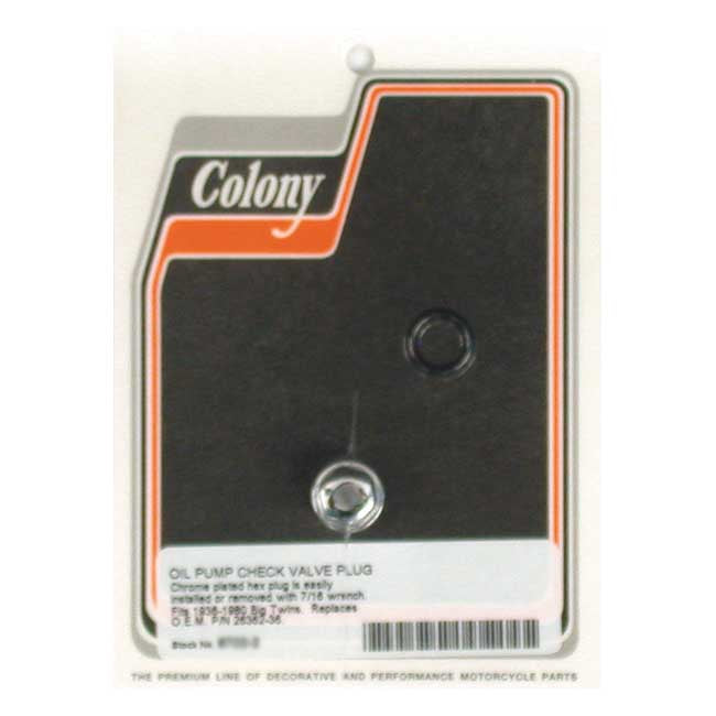 Colony Plug Hex, Oil Pump Check Valve for 36-80 Big Twin; 37-52 45" Sv