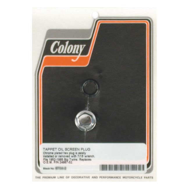 Colony Hex Plug, Oil Screen Crankcase for 52-65 Big Twin