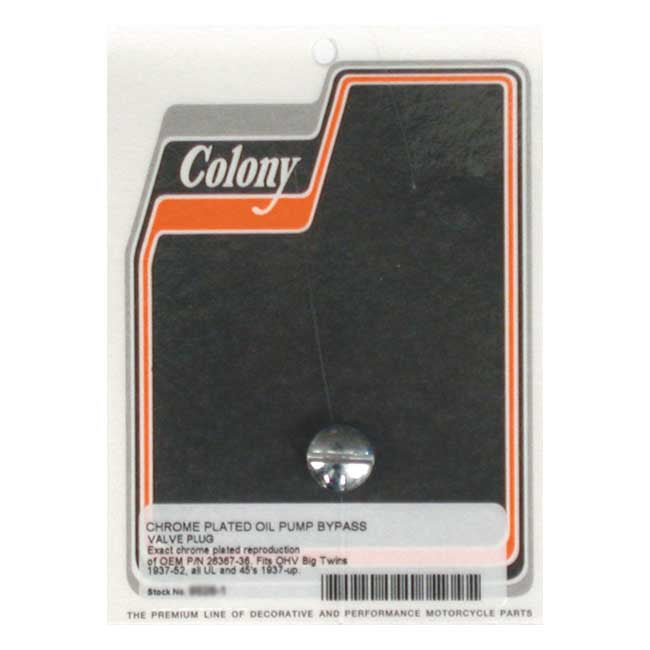 Colony Bypass Plug, Oil Pump for 37-52 Big Twin Ohv & Sv; 37-52 45" Sv