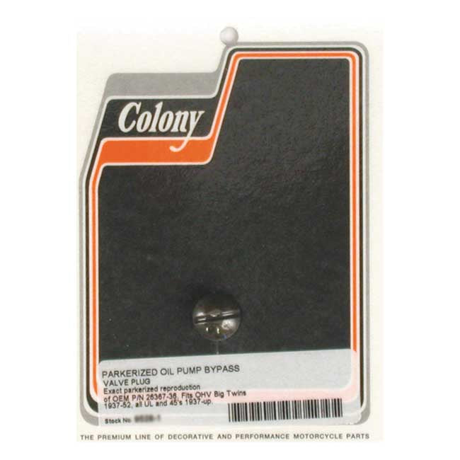 Colony Bypass Plug, Oil Pump for 37-52 Big Twin Ohv & Sv; 37-52 45" Sv