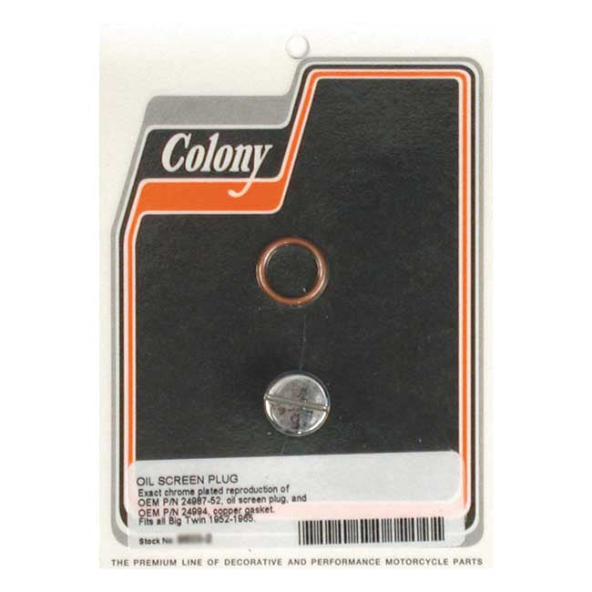 Colony Plug, Oil Screen Crankcase for 52-65 Big Twin