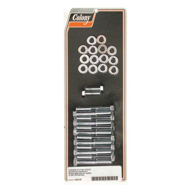 Colony, Sportster Rocker Box Bolt Kit. Hex, Chrome for 57-76 Sportster