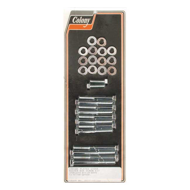 Colony, Sportster Rocker Box Bolt Kit. Hex, Chrome for 77-85 XL