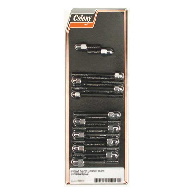 Colony, Sportster Rocker Box Bolt Kit. Acorn, Chrome for 77-85 XL
