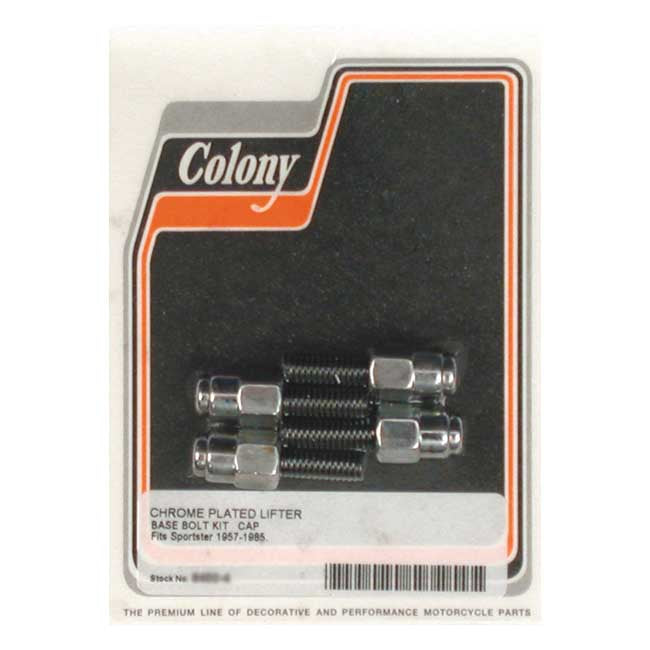 Colony, Tappet Block Mount Kit. Cap Style, Chrome for 57-85 XL
