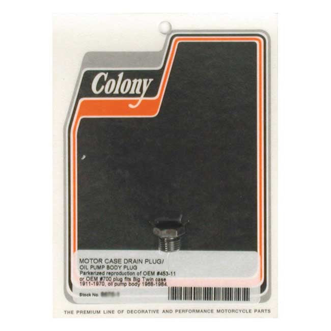 Colony Crankcase Drain Plug / Oil Pump Plug. Black – Crankcase: 1936–1970 Big Twin; 1937–1973…