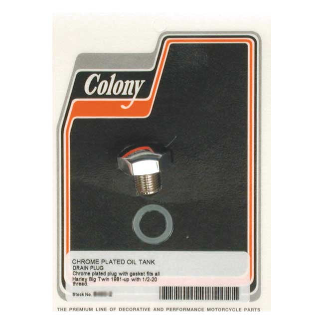 Colony Domed Hex Drain Plug for Oil Tank: 41-84 Fl; 71-84 FX; L81-92 Flt; 82-85 FXR; 82-90 XL. Primary: 65-86 4-Sp Big Twin (Excl. FXB, FXSB)