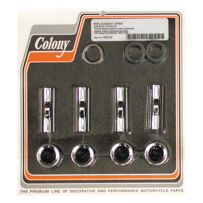 Colony, 36-39 Upper Pushrod Cover Kit. Chrome for 36-39 61" (1000Cc) Knucklehead