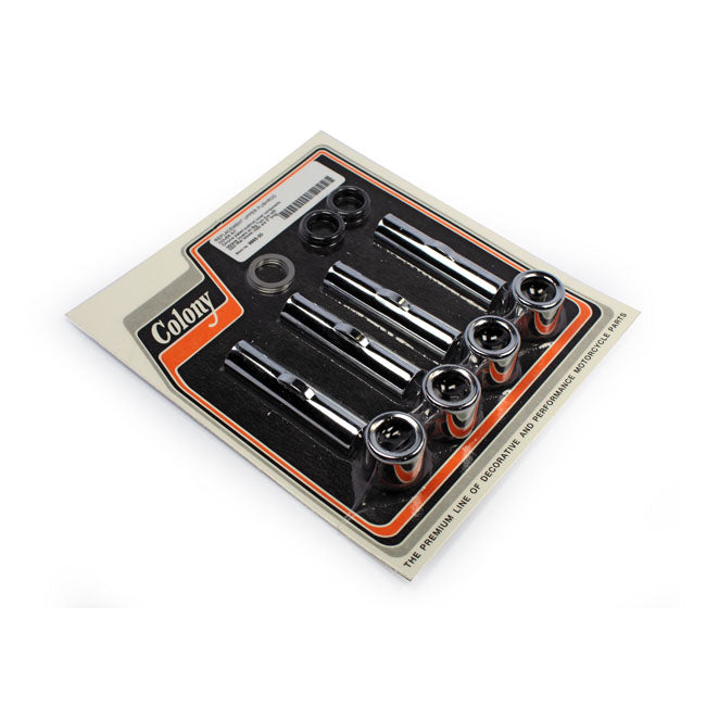 Colony, Upper Pushrod Cover Kit. Chrome for 84-99 Evo Big Twin. With S&S Tappet Guides