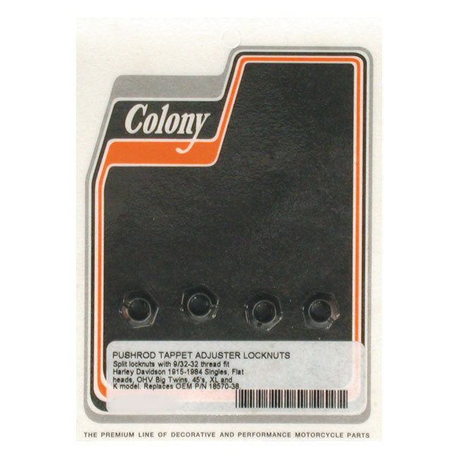Colony, Lock Nuts Tappet Adjuster Screw for 15-85 All H-D (Excl. All Evolution Big Twin And Sportster Models)