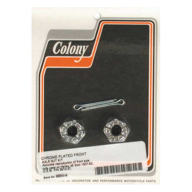 Colony Axle Nut Kit. Front – 1937–1952 45" SV SOLO; 1926–1934 SINGLES