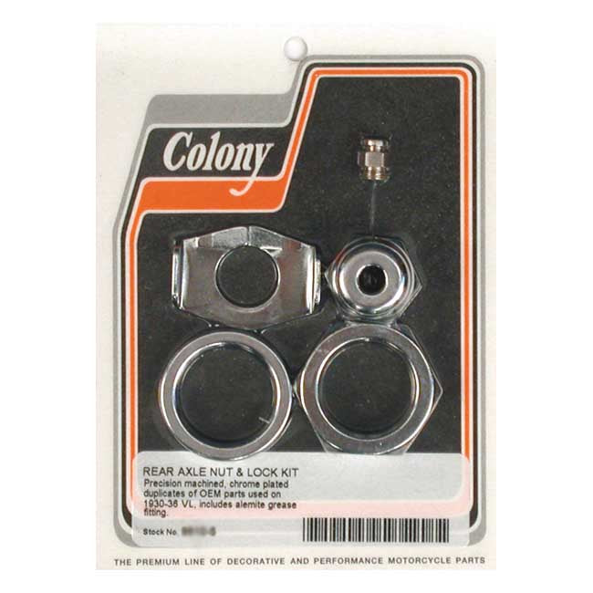 Colony Rear Axle Nut & Lock Kit for 30-36 74"/80" VL Big Twin Flatheads