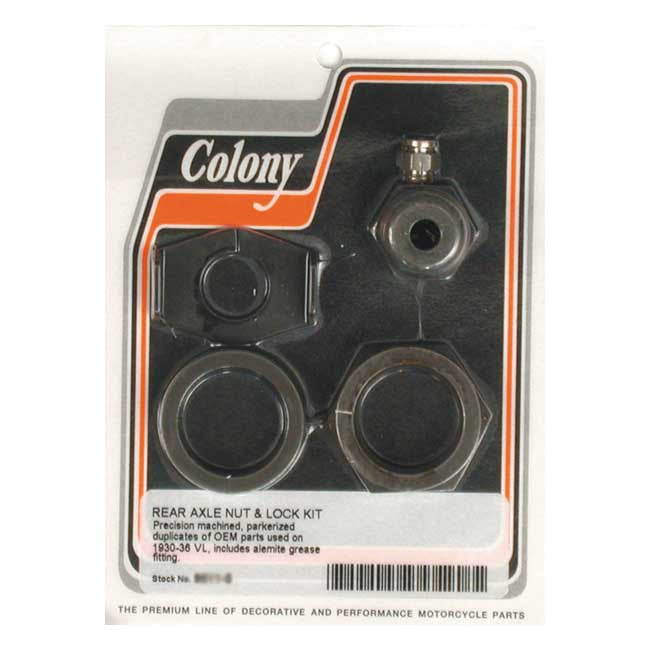 Colony Rear Axle Nut & Lock Kit for 30-36 74"/80" VL Big Twin Flathead