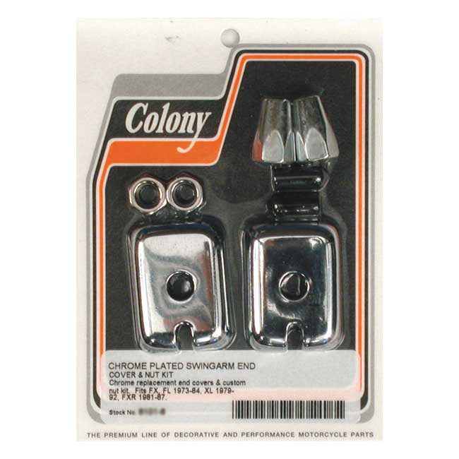Colony Swingarm End Cap & Nut Kit for 73-86 4-Sp Big Twin; 79-96 XL