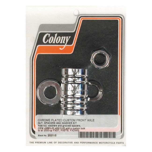 Colony Axle Spacer Kit Front, Grooved for 00-06 FXST/B/I/Bi; 00-05FXdwg/I
