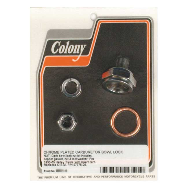 Colony Linkert Carb Bowl Lock Nut Kit for 30-65 H-D With Linkert Carb