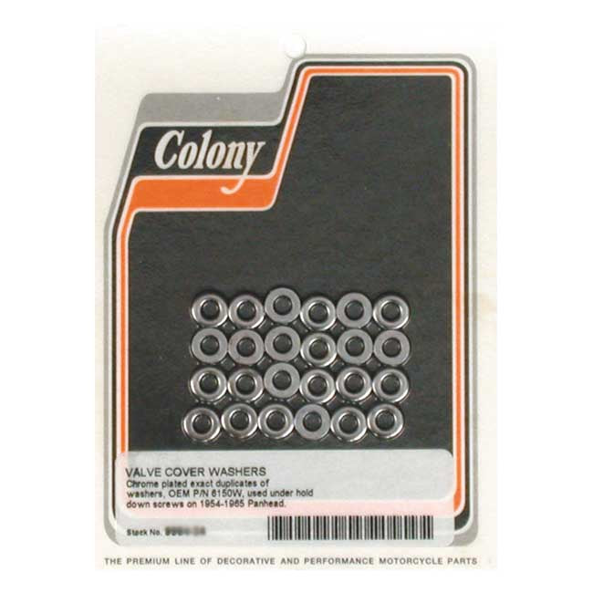 Colony, Rocker Cover Washer Set. Chrome for L54-65 Panhead