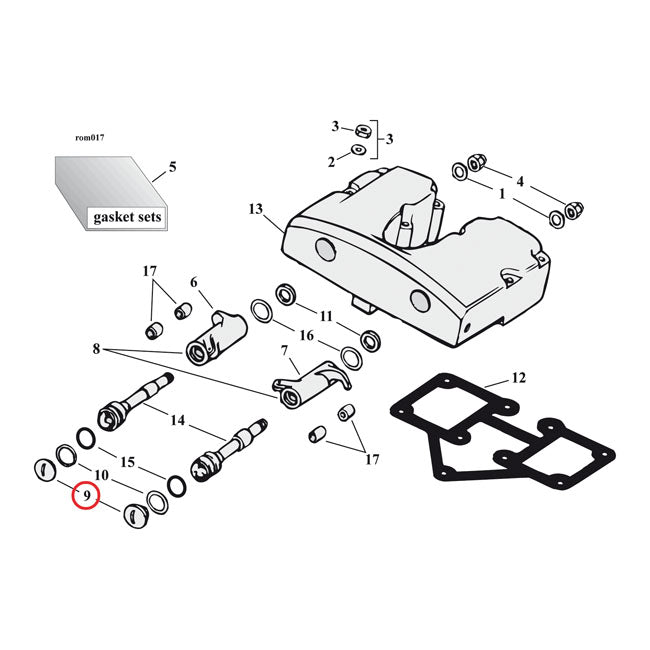 Colony, Rocker Shaft Plug & Nut Kit. Buttonhead. Chrome for L71-84 Shovelhead; L71-85 XL