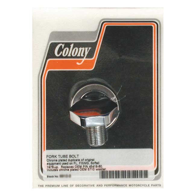 Colony, Fork Tube Cap Bolts for L77-84Fl; 80-86FXwg; 80-83 And 00-13Touring; 93-05FXdwg; 84-17 Softail (Excl. 13-17 FXSB Breakout)