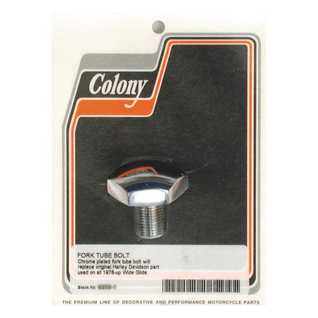 Colony 41mm Fork Tube Cap Bolt. Domed. Chrome – L1977–1984 FL; 1980–1986 FXWG; 1980–1983…