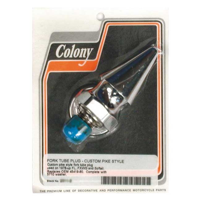 Colony Spike Fork Tube Cap Bolt Kit. Chrome – L1977–1984 FL; 1980–1986 FXWG; 1980–1983…