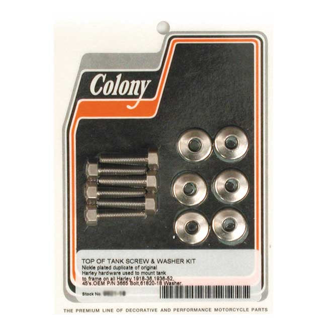 Colony Oil Tank Hardware Set for 1918-36 All H-D; 1936-52 45" Sv