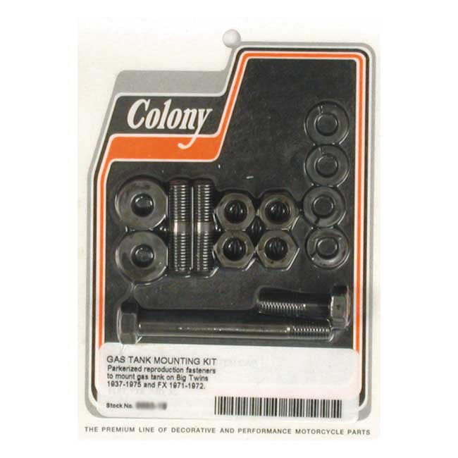 Colony. 37-75 Gas Tank Mount Kit. Parkerized – 1937–1975 Big Twin; 1971–1972 FX