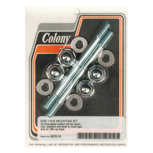 Colony Dyna Gas Tank Mount Kit. Chrome Acorn – 1991–2005 Dyna