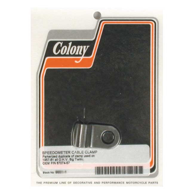 Colony, Speedo Cable Clamp. Black Parkerized for 57-61 Big Twin