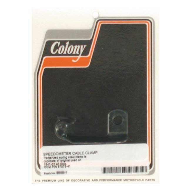 Colony, Speedo Cable Clamp. Black Parkerized for 41-52 45" Sv Solo