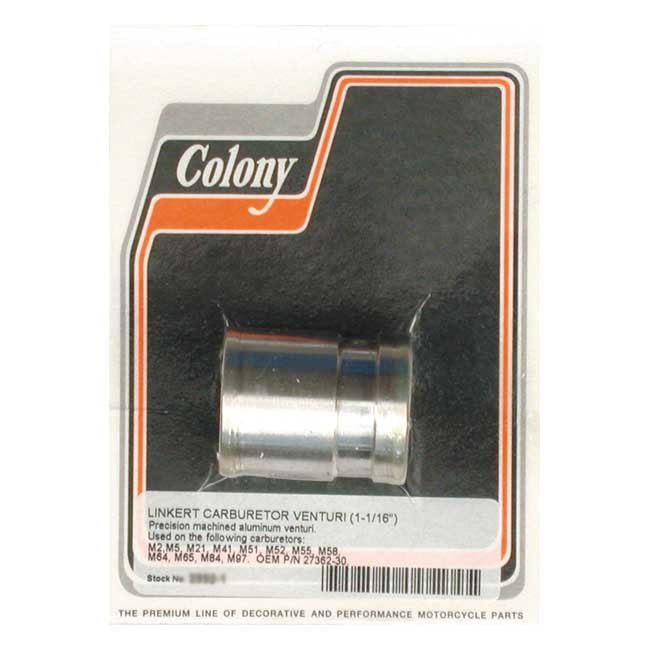 Colony Venturi For Linkert Carb for M2/5/21/51/52/55/58/64/65/84/97; Wld And 74"Sidevalves