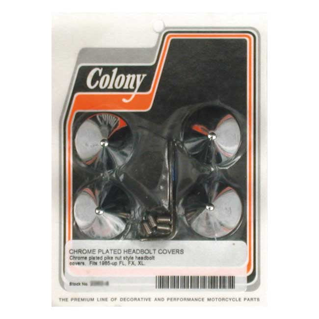 Colony, Head Bolt Cover Kit. Pike, Chrome for L85-17Big Twin (Excl. M8); 92-20 XL; 08-12XR1200