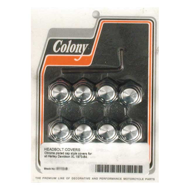 Colony, Head Bolt Cover Kit. Cap Style, Chrome for 73-84 XL