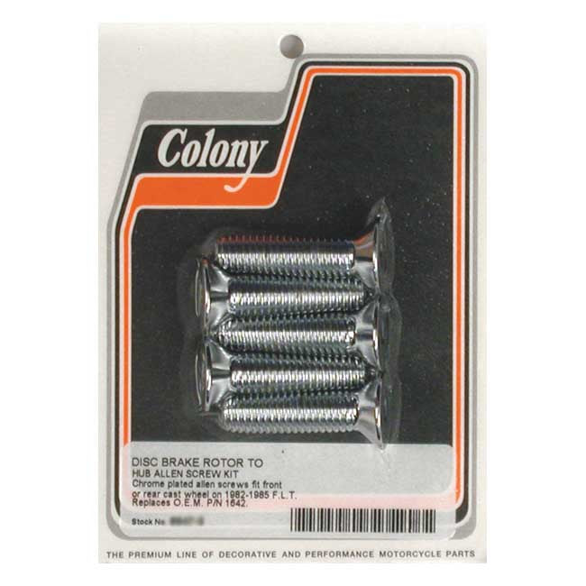 Colony, Rear Brake Rotor Bolt Kit. Chrome for 82-85 Flt Rear