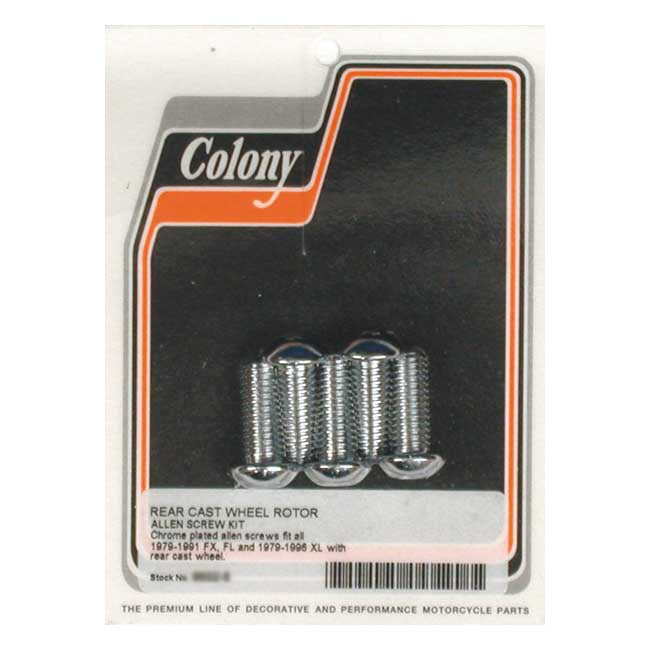 Colony, Rear Brake Rotor Bolt Kit. Buttonhead for 79-91 FX, FL (Excl. Flt); 79-96 XL